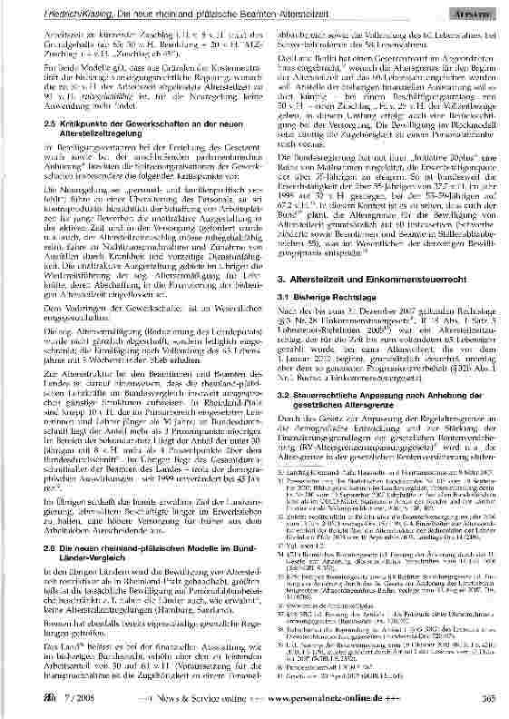 Vorschauseite 6: Die neue rheinland-pfälzische Beamten-Altersteilzeit -Modernisierung durch Flexibilisierung des gleitenden Übergangs in den Ruhestand