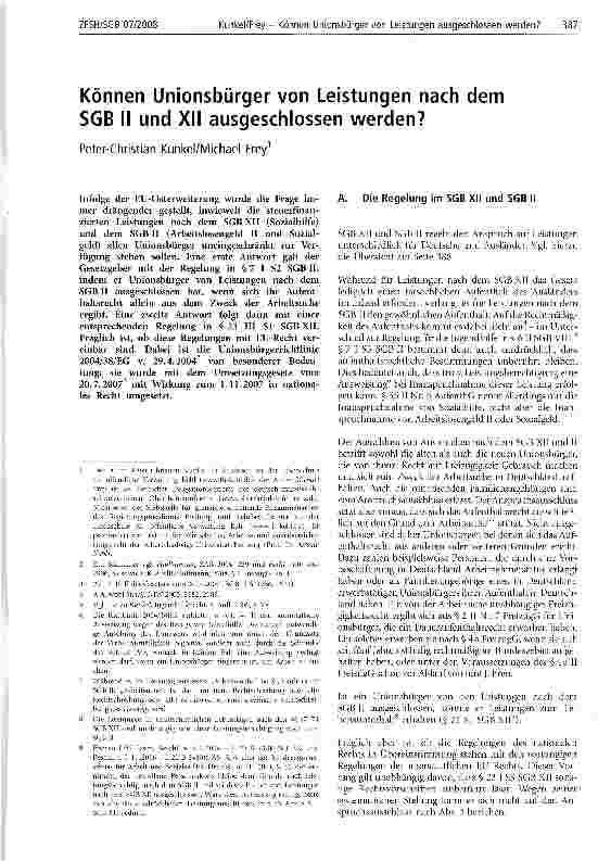 Vorschauseite 1: Können Unionsbürger von Leistungen nach dem SGB II und XII ausgeschlossen werden?