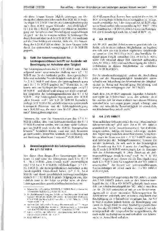 Vorschauseite 5: Können Unionsbürger von Leistungen nach dem SGB II und XII ausgeschlossen werden?