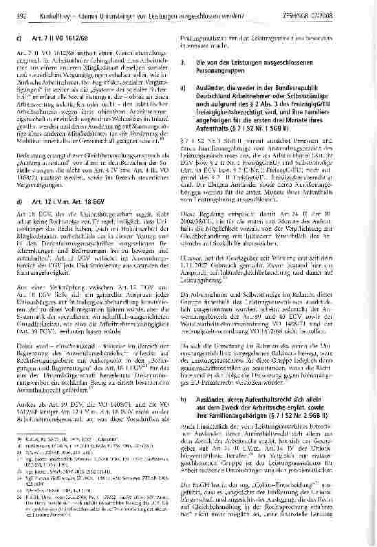 Vorschauseite 6: Können Unionsbürger von Leistungen nach dem SGB II und XII ausgeschlossen werden?