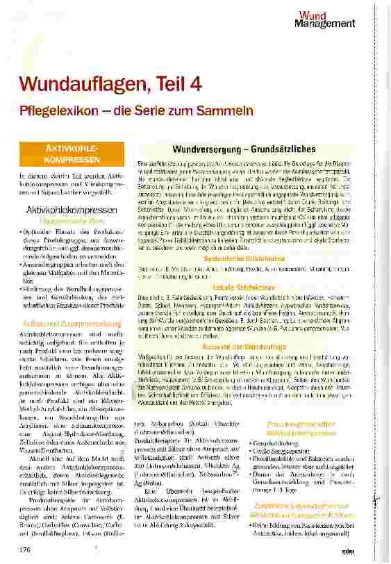 Vorschauseite 1: Wundauflagen, Teil 4Pflegelexikon —die Serie zum Sammeln