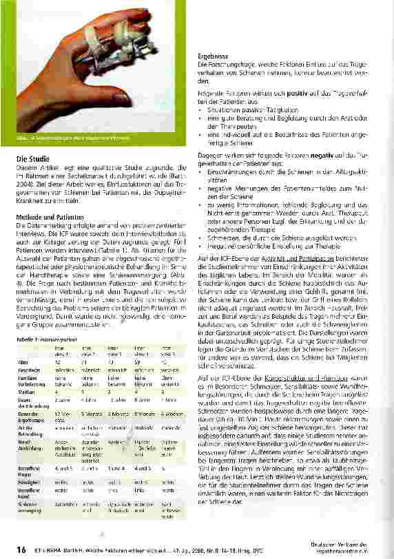 Vorschauseite 3: Welche Faktoren wirken sich auf die Compliance von Patienten mit der Dupuytren-Krankheit beim Tragen von Schienen aus?