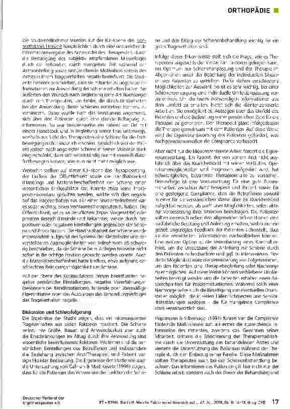 Vorschauseite 4: Welche Faktoren wirken sich auf die Compliance von Patienten mit der Dupuytren-Krankheit beim Tragen von Schienen aus?