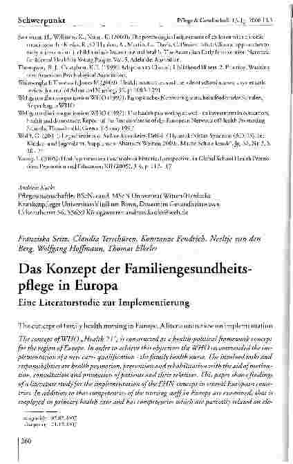 Vorschauseite 1: Das Konzept der Familiengesundheitspflege in EuropaEine Literaturstudie zur Implementierung