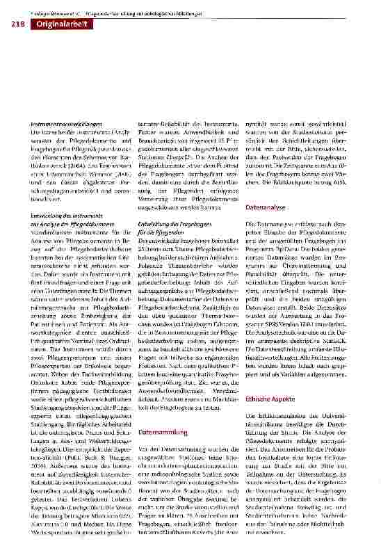 Vorschauseite 4: Pflegebedarfserhebung auf onkologischen Abteilungen in einem deutschen Universitätsklinikum