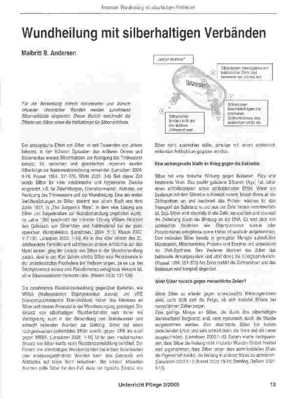 Vorschauseite 1: Wundheilung mit silberhaltigen Verbänden
