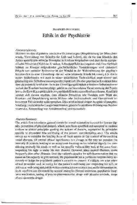 Vorschauseite 1: Ethik in der Psychiatrie