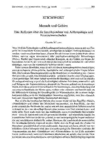 Vorschauseite 1: Mensch und GehirnEine Reflexion über die Interdependenz von Anthropologie und Neurowissenschaften