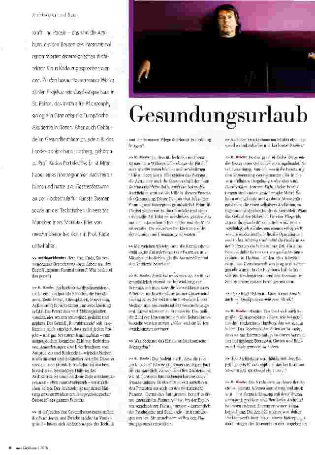 Vorschauseite 1: Gesundungsurlaub durch ArchitekturRaumstrategien für Atmosphäre in der Klinik