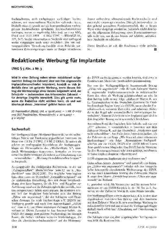 Vorschauseite 6: Einigung über Kaufpreis einer Arztpraxis hindert Zulassungsgremien nicht an Feststellung eines abweichenden Verkehrswerts