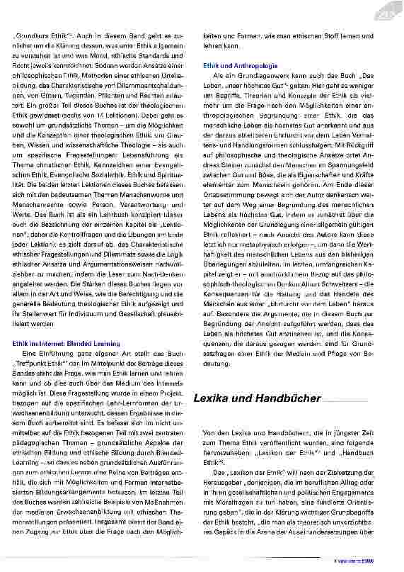 Vorschauseite 3: Ethik lesen und lernenLiteraturempfehlungen zum Thema Ethik