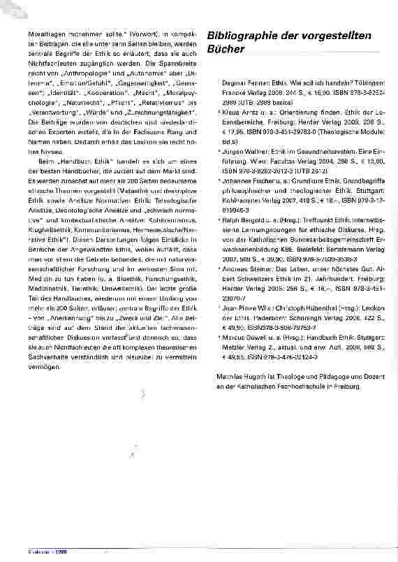 Vorschauseite 4: Ethik lesen und lernenLiteraturempfehlungen zum Thema Ethik