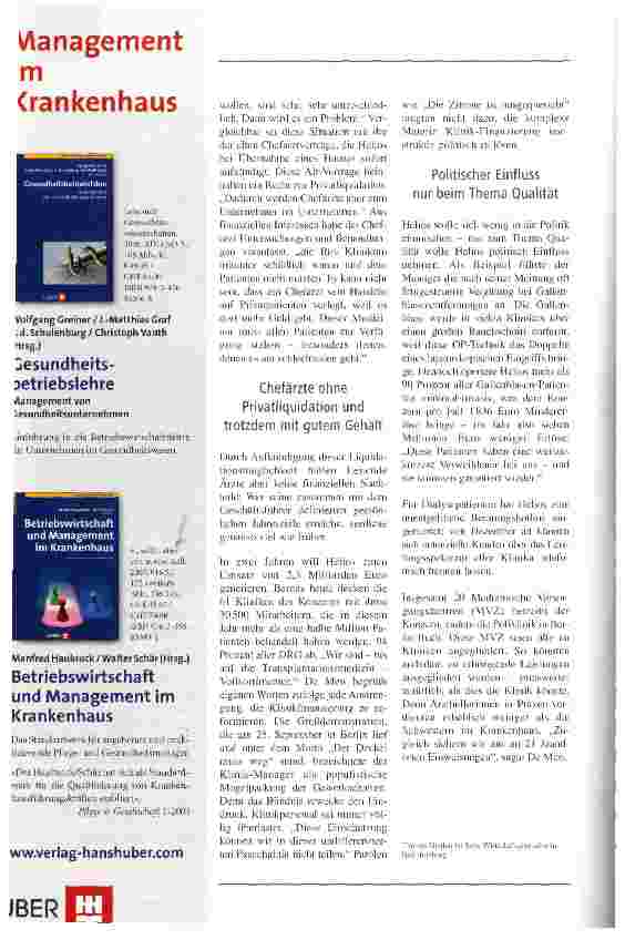 Vorschauseite 3: Unser Geschäftsmodell sieht ständigen Erwerb vorDr. Francesco De Meo, Vorsitzender der Helios-Geschäftsführung, am Rande eines Presseseminars zum Thema Klinikprivatisierung