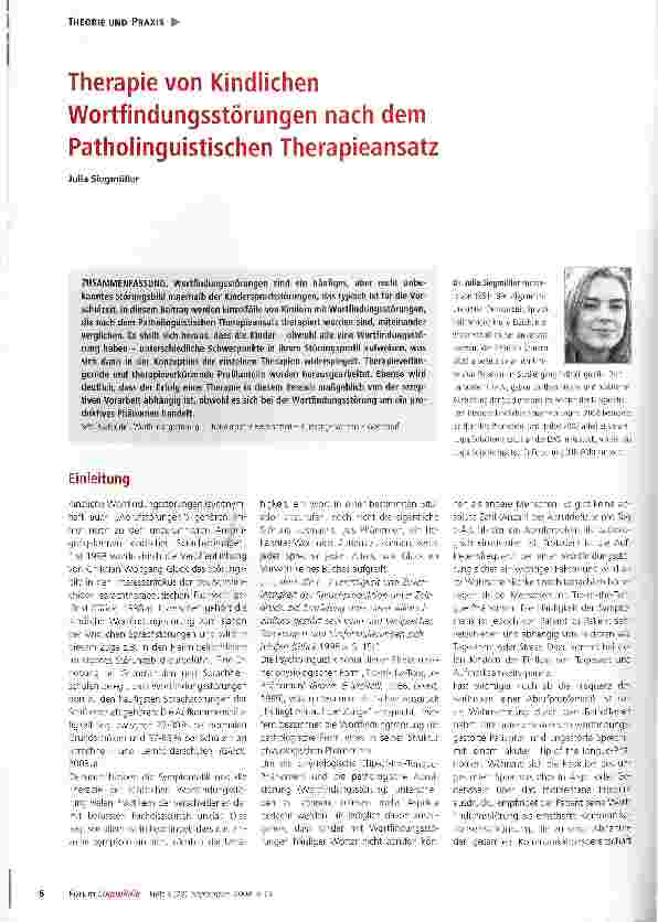 Vorschauseite 1: Therapie von Kindlichen Wortfindungsstörungen nach dem Patholinguistischen Therapieansatz