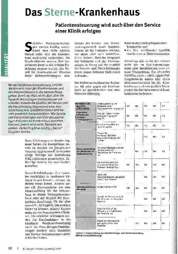 Vorschauseite 1: Das Sterne-KrankenhausPatientensteuerung wird auch über den Service einer Klinik erfolgen