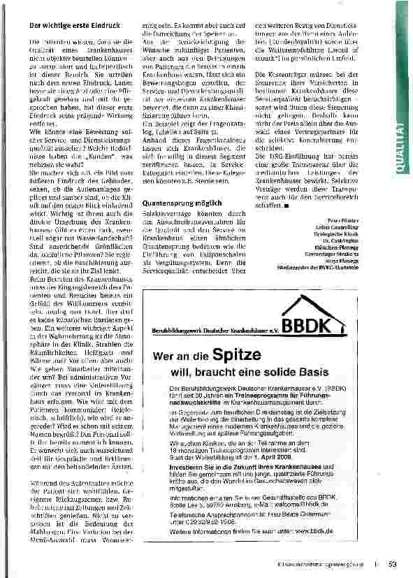 Vorschauseite 2: Das Sterne-KrankenhausPatientensteuerung wird auch über den Service einer Klinik erfolgen