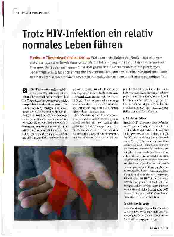 Vorschauseite 1: Trotz HIV-Infektion ein relativ normales Leben führen