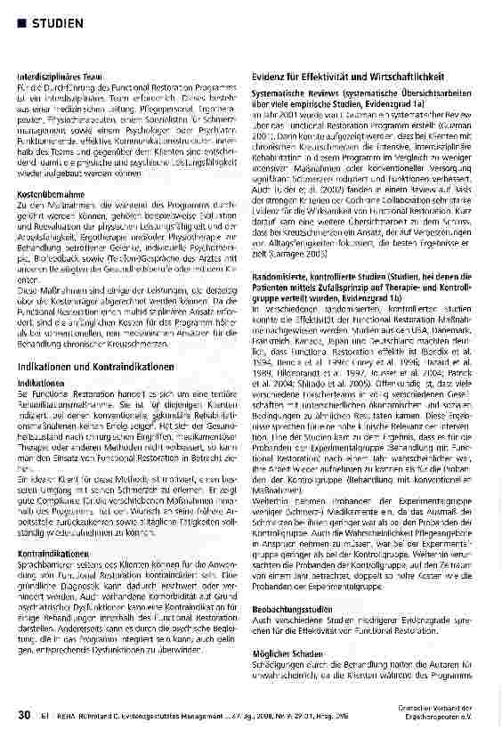 Vorschauseite 2: Evidenzgestütztes Management chronischer Kreuzschmerzen mit Hilfe des Functional Restoration-Ansatzes