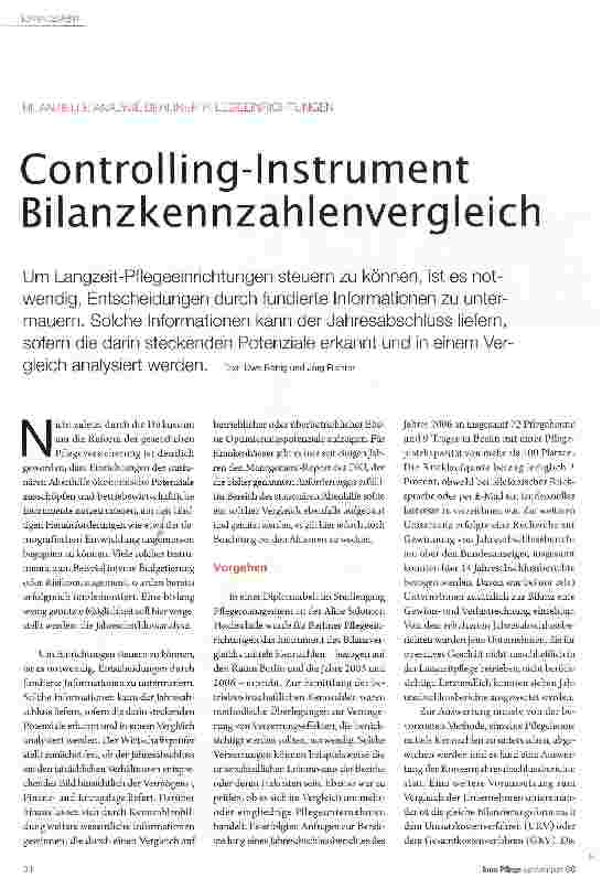 Vorschauseite 1: Controlling-Instrument Bilanzkennzahlenvergleich