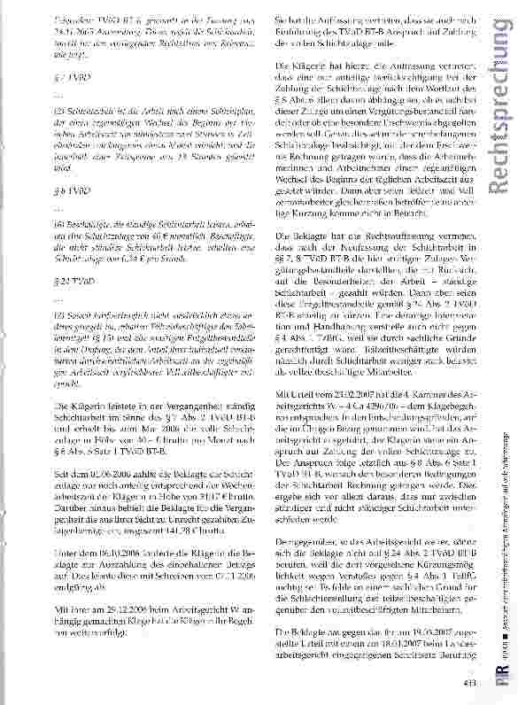 Vorschauseite 2: Anspruch einer teilzeitbeschäftigten Altenpflegerin auf volle Schichtzulage