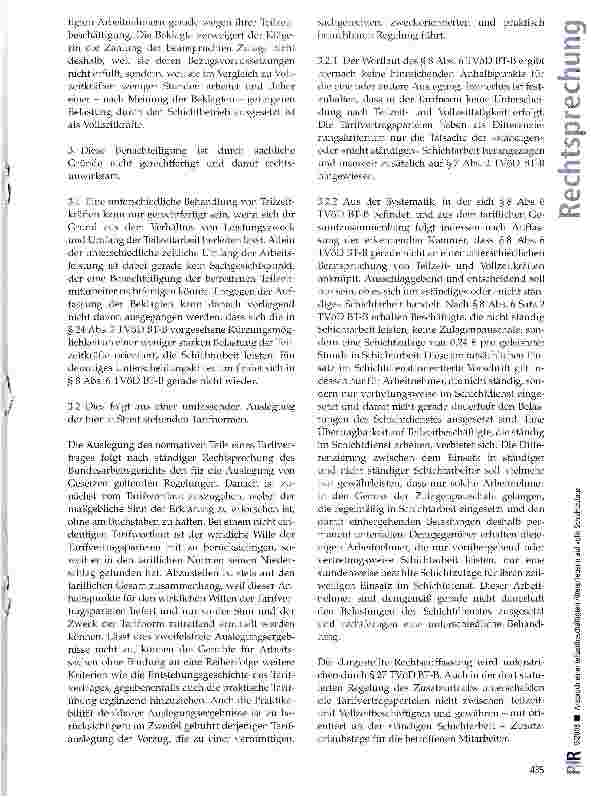 Vorschauseite 4: Anspruch einer teilzeitbeschäftigten Altenpflegerin auf volle Schichtzulage