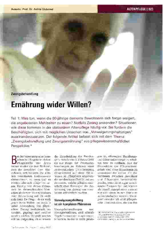 Vorschauseite 1: ZwangsbehandlungErnährung wider Willen?