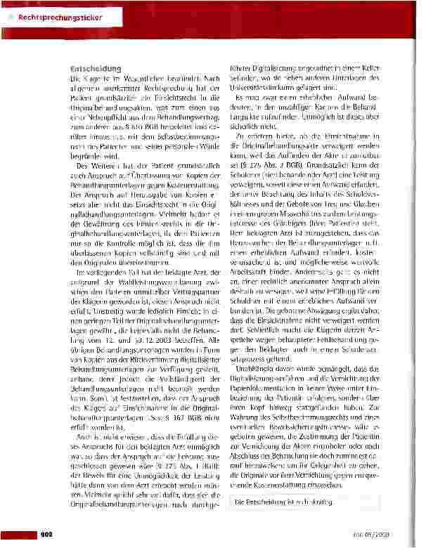 Vorschauseite 3: Einsichtnahme von Patienten in die Originalbehandlungsunterlagen