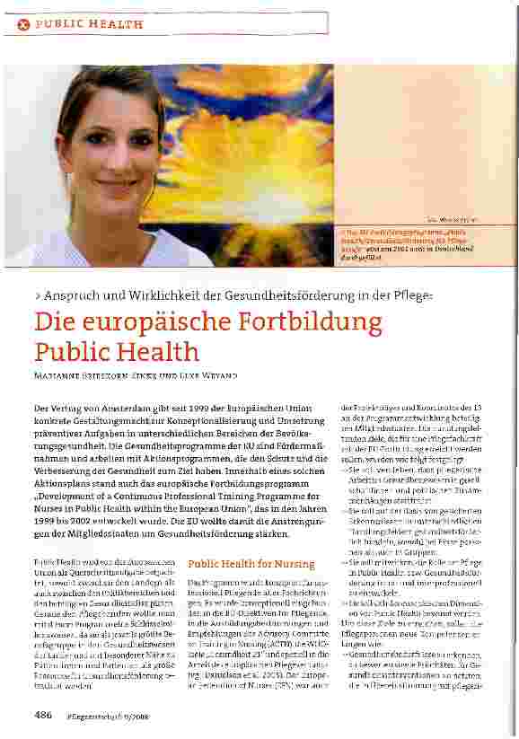 Vorschauseite 1: Anspruch und Wirklichkeit der Gesundheitsförderung in der Pflege Die europäische Fortbildung Public Health