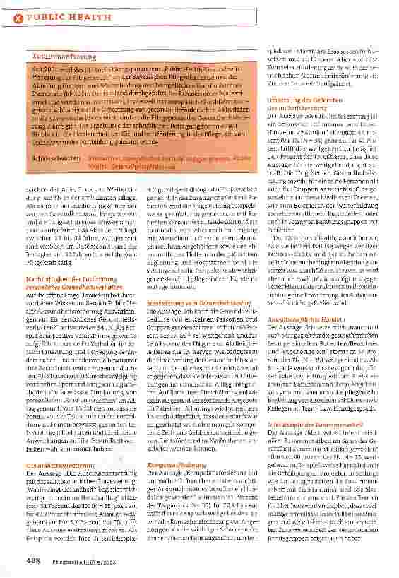Vorschauseite 3: Anspruch und Wirklichkeit der Gesundheitsförderung in der Pflege Die europäische Fortbildung Public Health