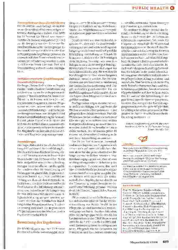 Vorschauseite 4: Anspruch und Wirklichkeit der Gesundheitsförderung in der Pflege Die europäische Fortbildung Public Health