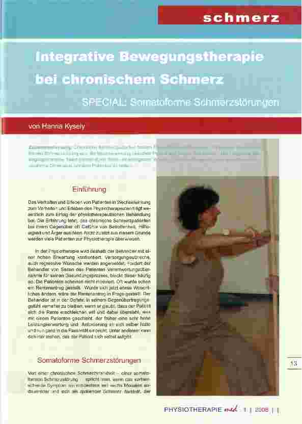 Vorschauseite 1: Integrative Bewegungstherapie bei chronischen Schmerzen SPECIAL: Somatoforme Schmerzstörungen