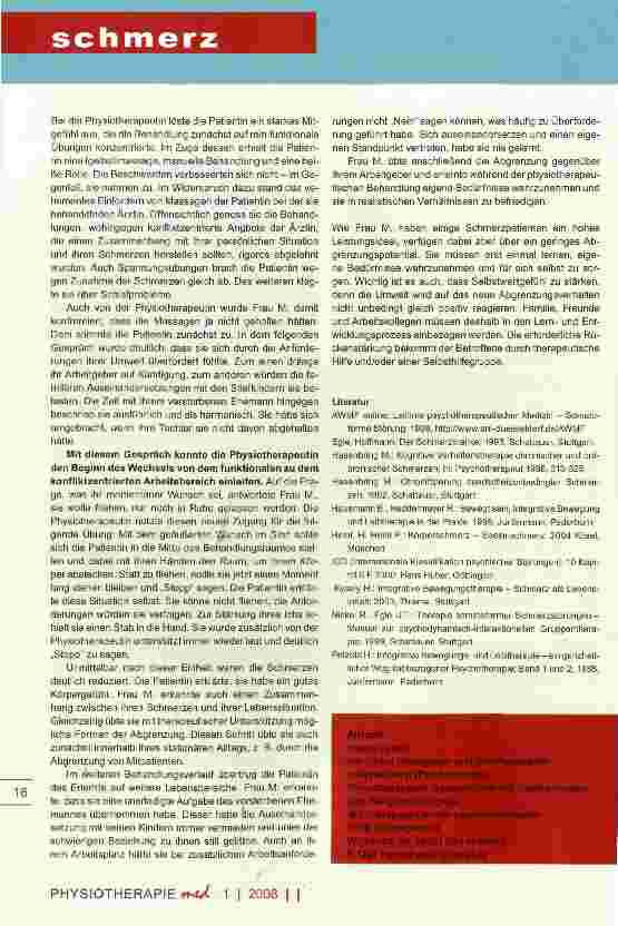 Vorschauseite 4: Integrative Bewegungstherapie bei chronischen Schmerzen SPECIAL: Somatoforme Schmerzstörungen