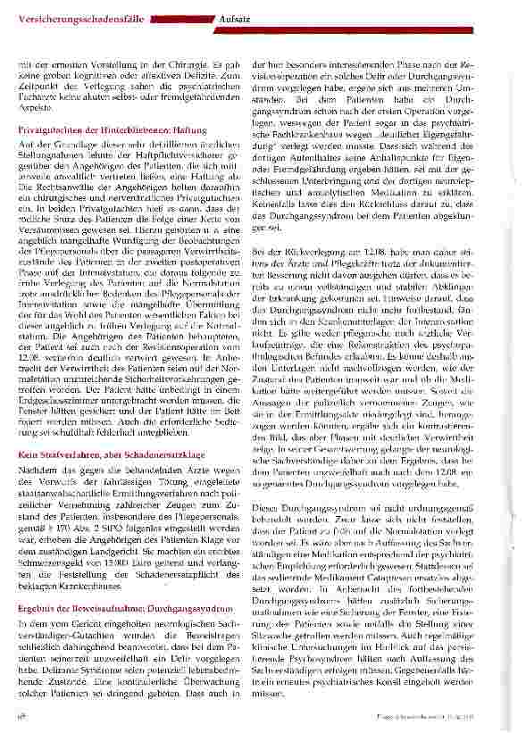 Vorschauseite 2: Postoperatives Durchgangssyndrom und Sturz aus dem Fenster