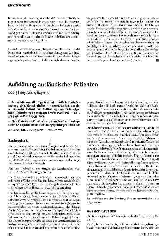 Vorschauseite 1: Aufklärung ausländischer Patienten