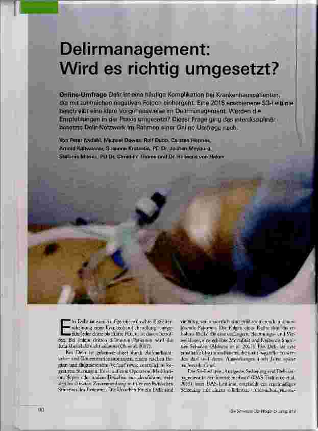 Vorschauseite 1: Delirmanagement: wird es richtig umgesetzt?