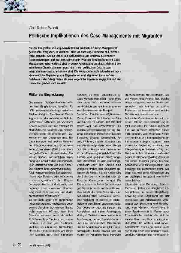 Vorschauseite 1: Politische Implikationen des Case Managements mit Migranten