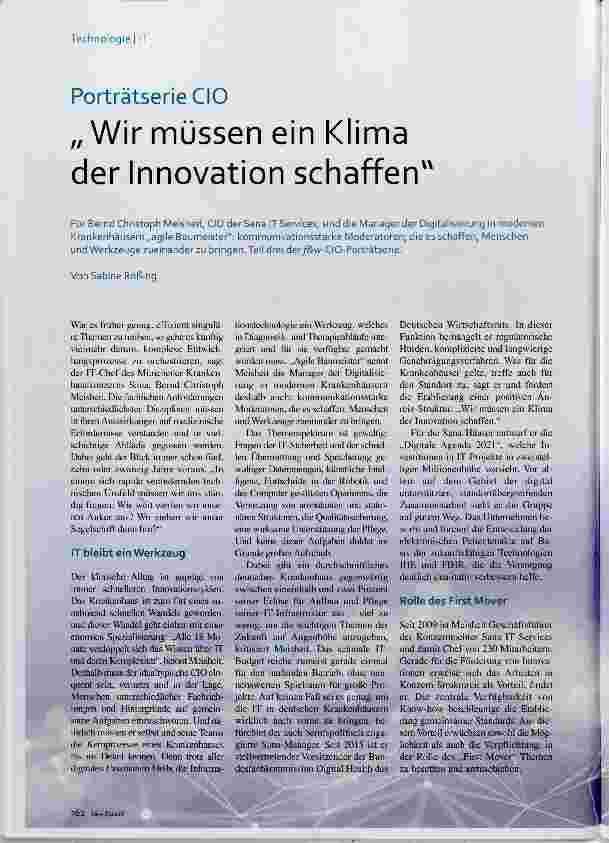 Vorschauseite 1: Wir müssen ein Klima der Innovation schaffen