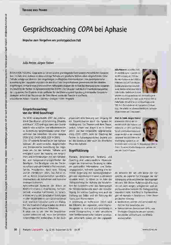 Vorschauseite 1: Gesprächscoaching COPA bei Aphasie