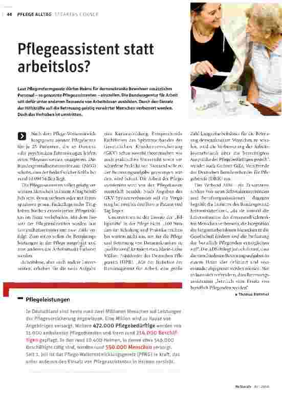 Vorschauseite 1: Pflegeassistent statt arbeitslos?