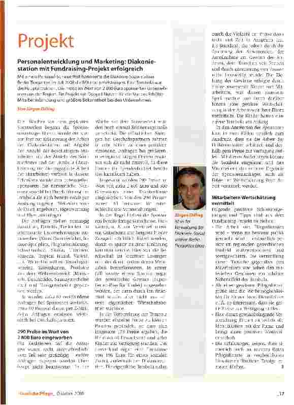 Vorschauseite 1: Personalentwicklung und Marketing: Diakoniestation mit Fundraising-Projekt erfolgreich