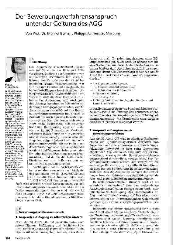 Vorschauseite 1: Der Bewerbungsverfahrensanspruch unter der Geltung des AGG