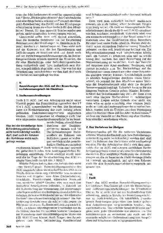 Vorschauseite 5: Der Bewerbungsverfahrensanspruch unter der Geltung des AGG