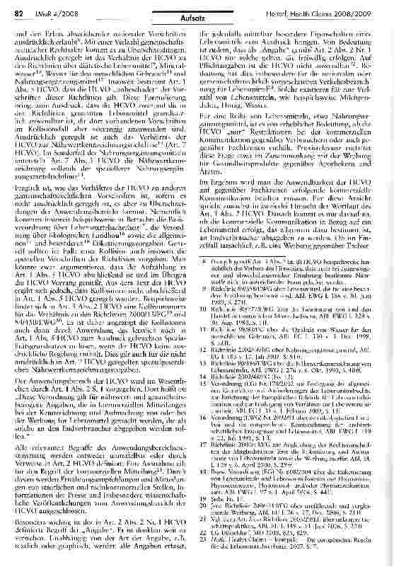 Vorschauseite 2: Health Claims in den Jahren 2008/2009 (Teil 1)