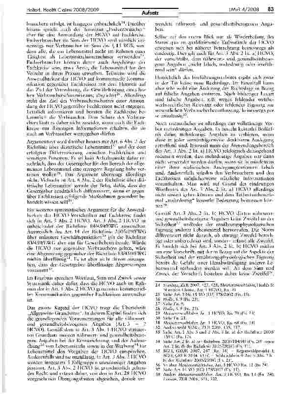 Vorschauseite 3: Health Claims in den Jahren 2008/2009 (Teil 1)