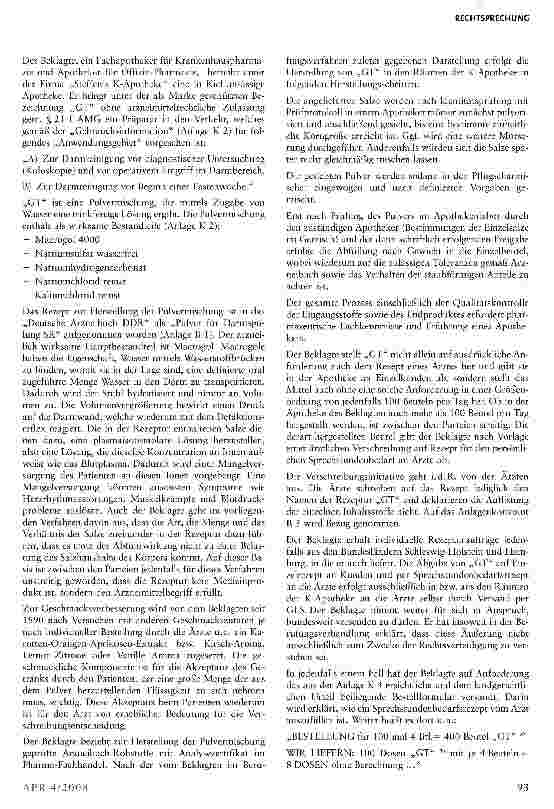 Vorschauseite 2: Versandhandel mit verlängerten RezepturenUWG §§ 3, 4 Nr. 11; AMG § 21 II Nr. 1; HWG § 3a