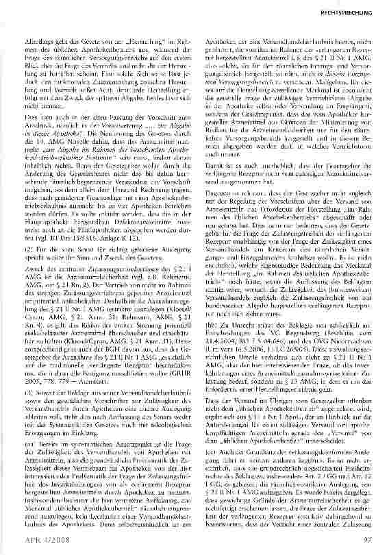 Vorschauseite 6: Versandhandel mit verlängerten RezepturenUWG §§ 3, 4 Nr. 11; AMG § 21 II Nr. 1; HWG § 3a