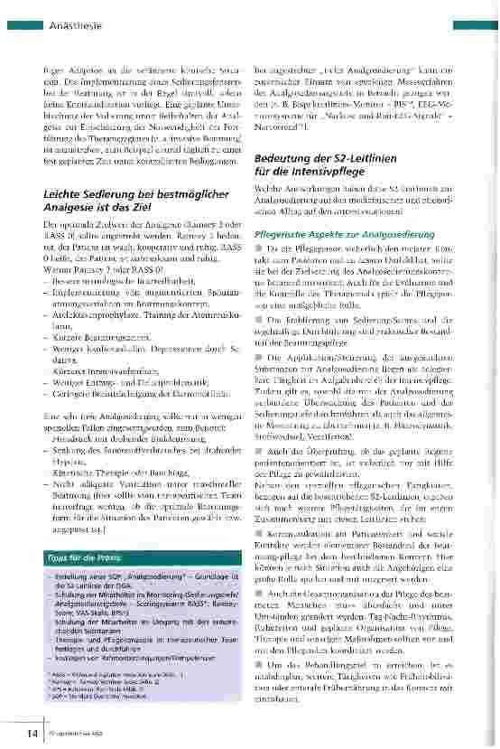 Vorschauseite 3: S2-Leitlinien zur Sedierung Der beatmete, analgosedierte Patient