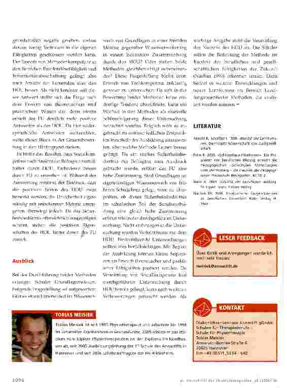 Vorschauseite 5: Handlungsorientierter Unterricht und Schlüsselqualifikationen in der Physiotherapie-Ausbildung