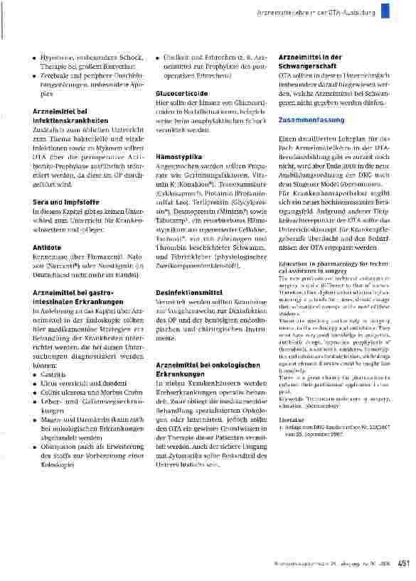 Vorschauseite 3: Ausbildung von operationstechnischen Assistenten (OTA) im Fach Arzneimittellehre