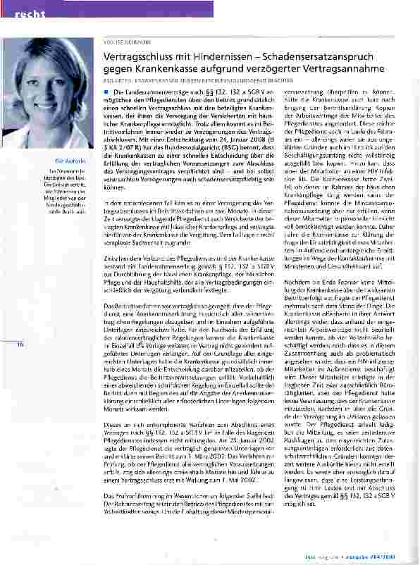 Vorschauseite 1: Vertragsschluss mit Hindernissen - Schadensersatzanspruch gegen Krankenkasse aufgrund verzögerter Vertragsannahme